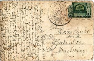 1940 Nagyszalonta, Salonta; bevonulás, díszkapu "Isten hozott szép magyar leventék, aranyos vit...