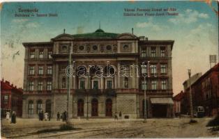 Temesvár, Timisoara; Belváros, Városi Ferenc József színház, villamos / Innere Stadt, Städtisches Franz-Josef-Theater / downtown, theater, tram (ragasztónyom / glue marks)