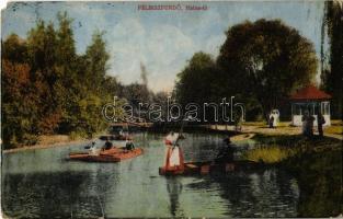 Félixfürdő, Baile Felix; Halastó, csónakázók. Kiadja Engel József / fishpond, rowing boats (EM)