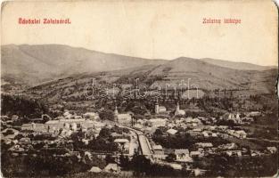1914 Zalatna, Zlatna; látkép templomokkal. Kiadja Baik Traján / general view with churches + Gyüreg P.U. állomás bélyegző (b)