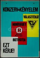 cca 1980 "Budapesti Konzervgyár" - kétoldalas festett bádoglemez reklámtábla, 35×24 cm