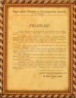 cca 1914-1916 Segélyakció Bosznia és Hercegovina részére - felhívás M. Silva Tarouca grófnő elnöknő nevével