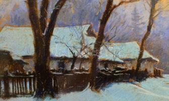 Meilinger Dezső (1892-1960): Téli fények. Pasztell, papír- karton, jelzett, üvegezett keretben, 40×6...