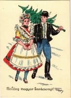 Boldog Magyar Karácsonyt! / Hungarian irredenta Christmas greeting art postcard s: Pálffy