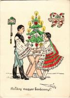 1940 Boldog Magyar Karácsonyt! / Hungarian irredenta Christmas greeting art postcard s: Pálffy (EK)