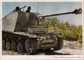 Német önállóan mozgó páncéltörő ágyú. Wahner haditudósító felvétele / WWII German military, tank destroyer. Reproduktion und Offsetdruck Carl Werner - képeslapfüzetből / from postcard booklet