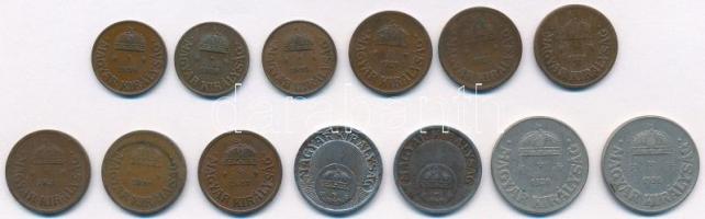 1938. 1f Br (3x) + 1929-1937. 2f Br (6x) + 1940. 10f Fe (2x) + 1926. 50f Ni (2x) T:2,2- patina Adamo