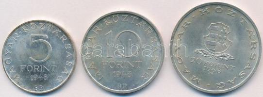 1948. 5Ft Ag "Petőfi" + 10Ft Ag "Széchenyi" + 20Ft Ag "Táncsics" - &qu...