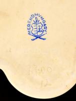 Herendi Viktória mintás hamutál és csikkelnyomó, kézzel festett, jelzett, kopásnyomokkal, d: 15 cm