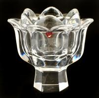 Jelzett (Orrefors Sweden) üveg váza / kaspó, kis kopásnyomokkal, m: 17,5 cm, d: 19 cm