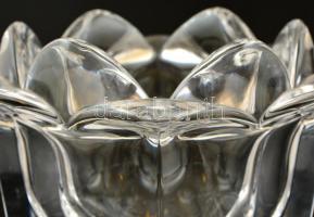 Jelzett (Orrefors Sweden) üveg váza / kaspó, kis kopásnyomokkal, m: 17,5 cm, d: 19 cm