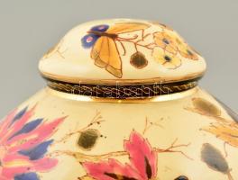 cca 1880 Petróleumlámpa részek réz szerelékkel  (2 db), kézzel festett porcelánfajansz, jelzés nélkü...