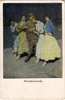 Strandpromenade. Wennerberg-Kriegspostkarte der Lustigen Blätter Nr. 16. / WWI German military art postcard, officer with women, humour s: B. Wennerberg (EK)