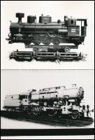 Régi mozdonyok, 3 db modern fotó, 13×18 és 16×22 cm közötti méretekben