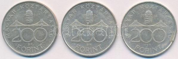 1994. 200Ft Ag "Deák" (3x) T:-1  Adamo F13.1