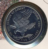 Marshall szigetek 1991. 5$ "Sivatagi Vihar hőseinek" érmés, bélyeges borítékon T:1