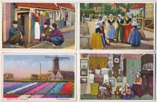 22 db RÉGI holland képeslap városokkal és népviselettel / 22 pre-1945 Dutch postcards with towns and folklore motives