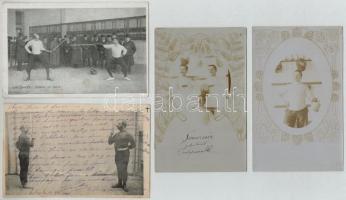 4 db RÉGI sport motívumú képeslap: vívás / 4 pre-1910 sport motive postcards: fencing