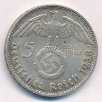 Német Harmadik Birodalom 1938D 5M Ag "Hindenburg" T:2 patina
German Third Reich 1938D 5 M...