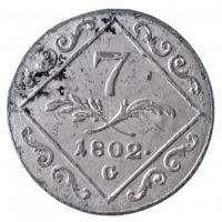 1802G 7kr Ag "I. Ferenc" Nagybánya (4,42g) T:2,2- patina / 
Hungary 1802G 7 Kreuzer Ag &q...
