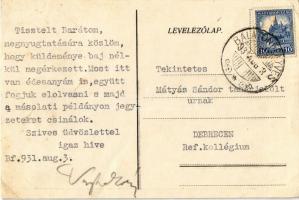 1931 Balatonfenyves, Dr. Görzsönyi Vargha Zoltán nyaralója, villa. Hátoldalon Vargha Zoltán levele é...