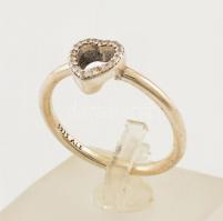 Ezüst(Ag) Pandora gyűrű, szíves apró kövekkel, jelzett, méret: 59, bruttó: 2,3 g