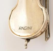 Ezüst(Ag) hegedű, jelzett, h: 9 cm, nettó: 27,6 g