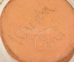 Iparművészeti Vállalatos mázas kerámia váza, jelzett, apró kopásokkal, m: 14,5 cm