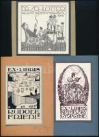Gönczi-Gebhardt Tibor (1902-1994) és Béla (1901-1990): Ex librisei, összesen: 33 db, közte egy db tu...