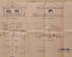 cca 1930 Leitner Rezső és neje családi házának tervrajza. Csillaghegy, Kőrös utca 10. Bp., ifj. Elis...