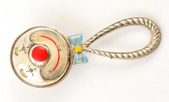 Ezüst(Ag) bohócos csörgő, jelzés nélkül, h: 10 cm, bruttó: 34,2 g