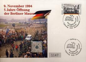 Németország 1990-1994. 2db klf félbevágott 1M aranyozva (NDK+NSZK) bélyeges borítékon + 2M aranyozva...