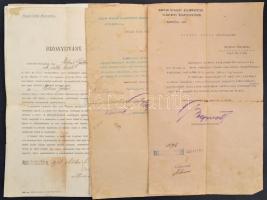 1909-1921 MÁV iratok váltókezelő részére, 8 db, nagyrészt Aradon kiállítottak, közte 1 Piski, 1 (Mag...