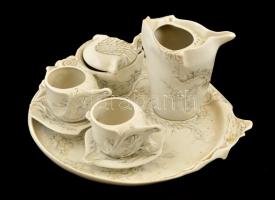 Arpo román teás készlet: kiöntő, tartók, tálca, matricás, jelzettek, különböző méretben