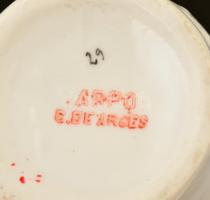 Arpo román teás készlet: kiöntő, tartók, tálca, matricás, jelzettek, különböző méretben