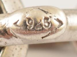 Ezüst(Ag) ovális szemű karkötő, jelzett, h: 20 cm, nettó: 9,4 g