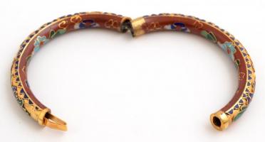 Virágmintás zománcozott karperec, d: 6 cm