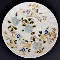 Zsolnay virágos csésze+alj, kézzel festett, jelzett, kopásokkal, d: 7 ill. 13 cm