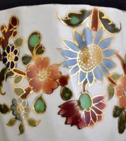 Zsolnay virágos csésze+alj, kézzel festett, jelzett, kopásokkal, d: 7 ill. 13 cm