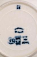 Zsolnay virágos csésze+alj, kézzel festett, jelzett, kopásokkal, d: 7 ill. 13 cm