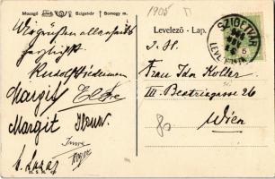 1906 Mozsgó, Biedermann kastély. Hátoldalon Báró Biedermann Rudolf (Rezső) és a családból mások aláí...