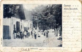 1900 Máriabesnyő (Gödöllő), Hétház utca és üzlet. Reich Miksa kiadása  (EB)