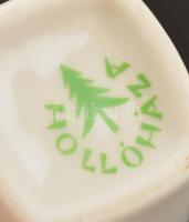 Hollóházi porcelán gyűszű, 4 db + 1 db kupica, hajszálrepedéssel, matricás, jelzett