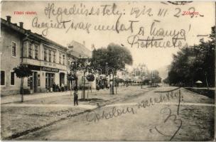 1912 Zólyom, Zvolen; Fő tér, Jeranek Sándor üzlete / main square, shops