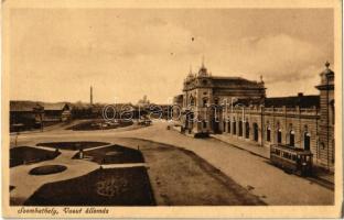 1930 Szombathely, Vasútállomás, villamos, Tejközpont (EK)