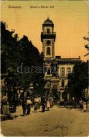 1928 Komárom, Komárnó; Klapka tér és szobor, piac árus / square and statue, market vendor