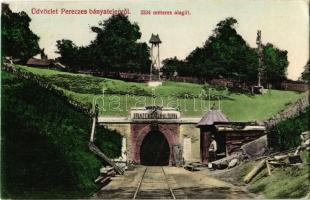 1914 Diósgyőr, Diósgyőr-Perecesbánya (Miskolc); Pereces bányatelep, Granzenstein altárna, 2334 méteres alagút. Szilágyi Arthur műintézetéből (EK)