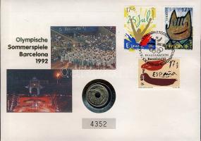 Spanyolország 1991. 25P "Barcelonai olimpia" érmés, bélyeges borítékon T:BU Ismertetővel!