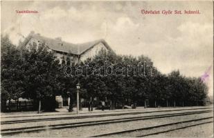 1907 Győrszentiván, Vasútállomás. Kiadja Rikovics Mihály (EK)