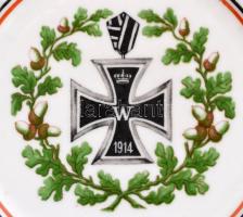 1914 I. világháborús porcelán emléktányér, lepattanással, d: 19,5 cm
